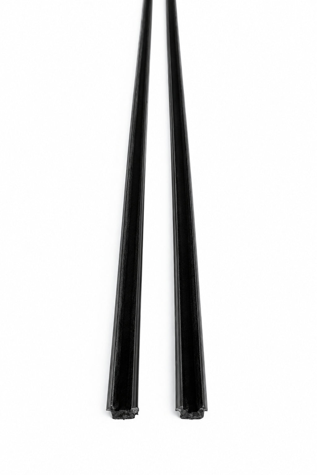 Pair of straight rigid division bars shown from the dark channel side against a white background.